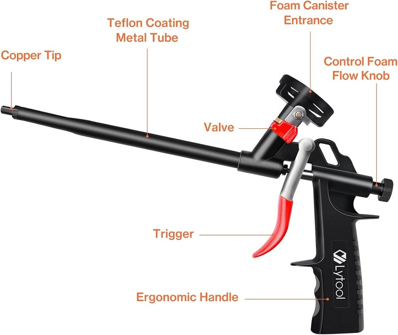 Lytool Foam Gun, Expanding Foam Gun, Professional Foaming Gun Insulation Spray Application Applicator Caulking Gun for Filling, Sealing - Image 2